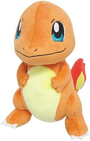 Pokémon All Star Collection - Charmander Plush, 6.5" - Orange plush Charmander with blue eyes, cream belly, and red flame-shaped tail, 6.5 inches tall.