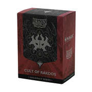 Dragon Shield Dual Sleeves 100ct Box - MTG Guildpact Series - Cult of Rakdos (PREORDER) - Red and black box of Dragon Shield Dual Sleeves featuring Cult of Rakdos emblem, 100-count card sleeves.