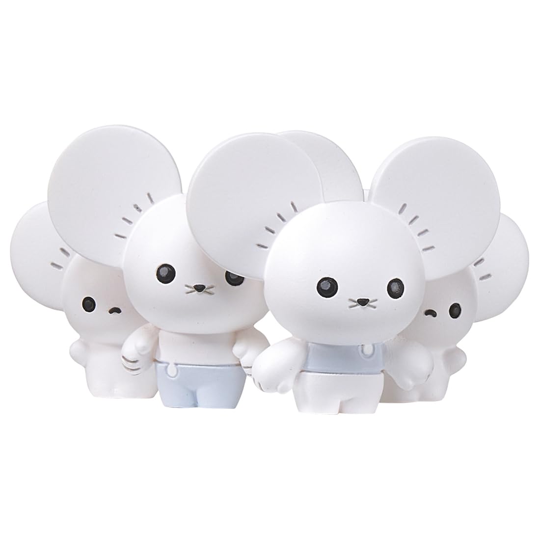 Pokemon MS-24 Maushold (Family of 4) - Four small figures of white, round-headed Pokemon characters with black eyes and nose, wearing light blue outfits.