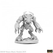 Burrowing Behemoth - Unpainted resin miniature of a monstrous burrowing creature with large claws and horned head on a round base.