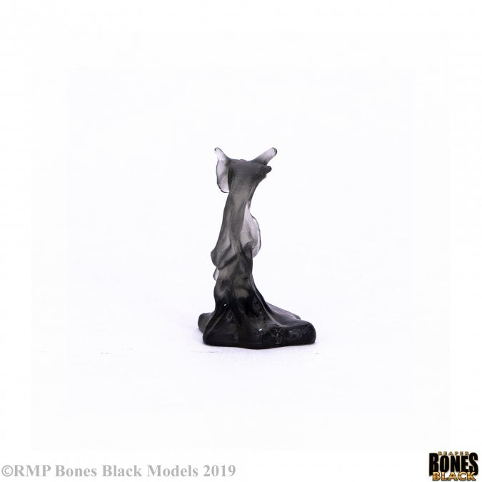 Bones Black: Acidic Ooze - Black translucent acidic ooze miniature with amorphous, flowing shape and subtle texture details.