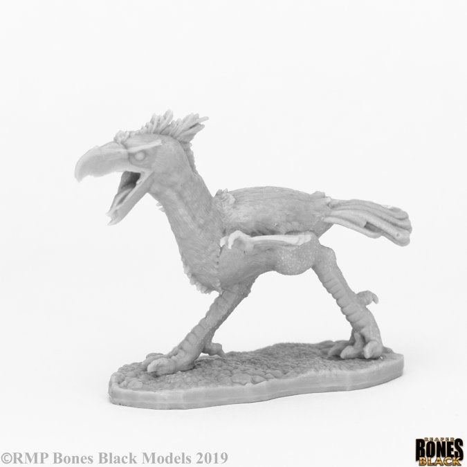 Axebeak - Gray fantasy creature model with a bird-like beak, long legs, and feathered tail on a textured base.