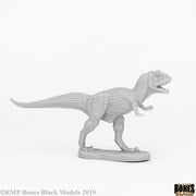 Carnotaurus - Gray detailed Carnotaurus dinosaur figurine standing on textured base against white background.