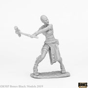 Stone Giant Champion - Gray unpainted fantasy miniature of a muscular giant warrior wielding a large club on a textured base.