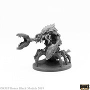 Tidal Lurker - Gray plastic fantasy miniature of a crab-like creature with large claw and shield on round base.