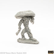 Fungal Guardian - Gray resin miniature of a fungal creature with mushroom cap head and twisted limb details on a textured base.