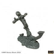 Anchor of Damnation - Dark gray fantasy anchor with intricate skull and bone details on rocky base.