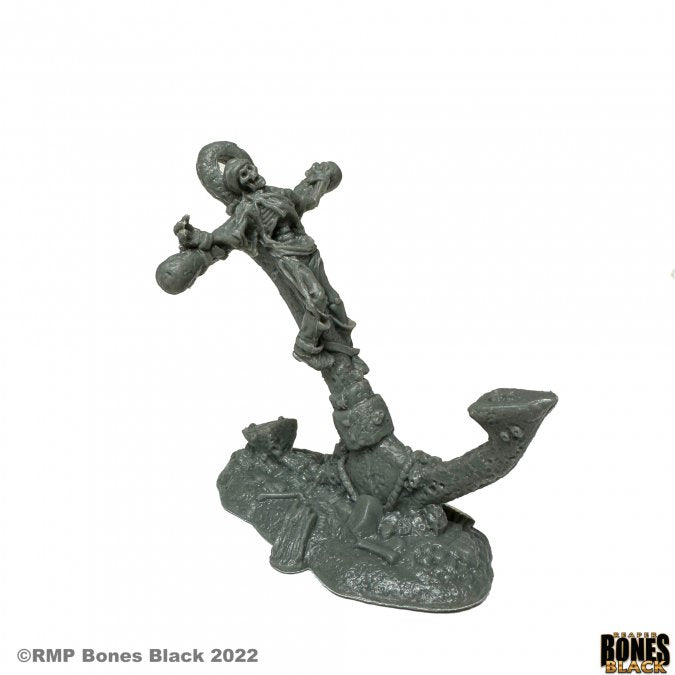 Anchor of Damnation - Dark gray fantasy anchor with intricate skull and bone details on rocky base.