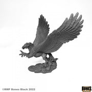 Hippogriff - Detailed black resin figurine of a hippogriff with outstretched wings and clawed feet on rocky base.