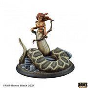 Greater Medusa - Detailed fantasy figurine of a Medusa with flowing red hair, snake lower body with scale patterns, and a bow in hand on a.