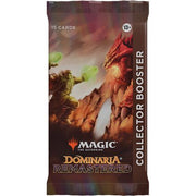 Magic: The Gathering - Dominaria Remastered Collector Booster Pack - The Gathering Dominaria Remastered collector booster pack with dragon and warrior artwork, brown and orange tones.