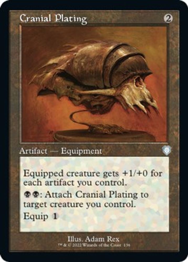 Cranial Plating (Retro Frame) · 136 · Commander: The Brothers' War · Non-foil