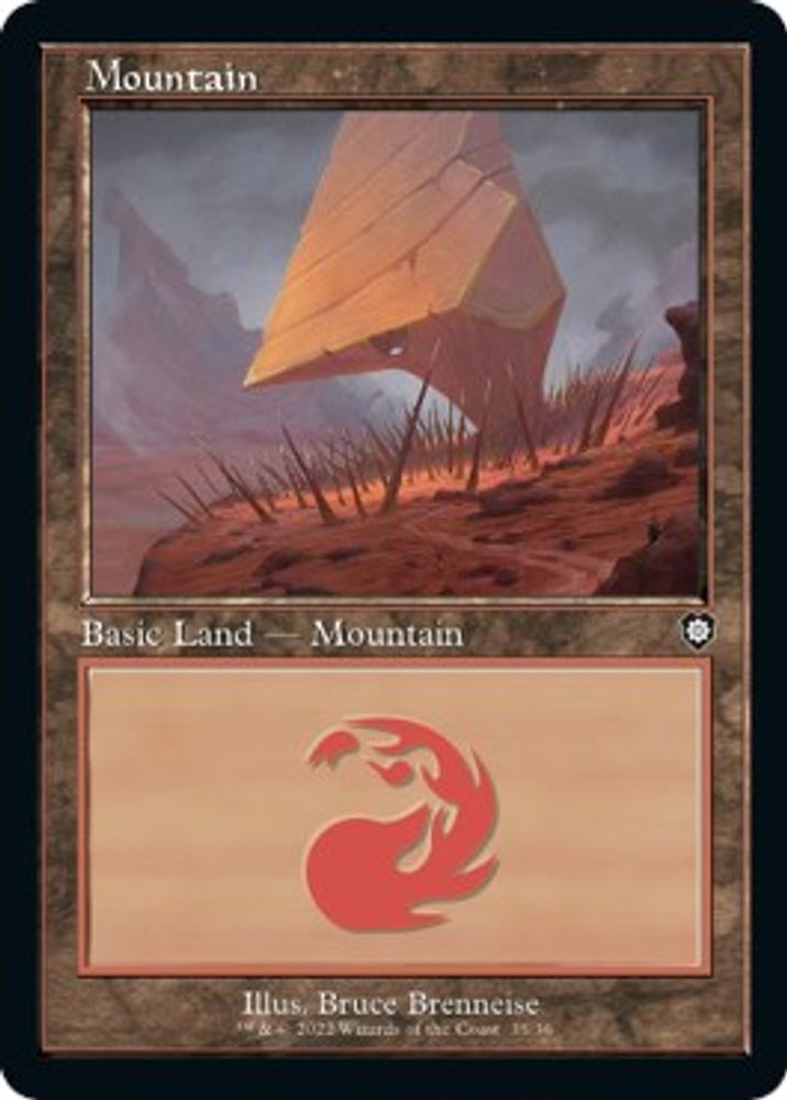 Mountain (35) (Retro Frame) · 35 · Commander: The Brothers' War · Non-foil