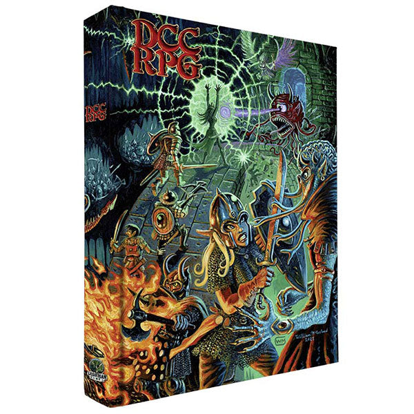 Dungeon Crawl Classics Core Rulebook, William McAusland Cover (PREORDER) - Dungeon Crawl Classics Core Rulebook with dark fantasy cover art featuring glowing green and orange mystical figures and.