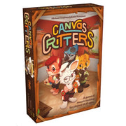 Canvas Critters - Canvas Critters board game box featuring colorful cartoon animal characters on a warm, brown-toned background with playful.