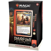 Magic: the Gathering -  Phyrexia Commander - Rebellion Rising - The Gathering Phyrexia Commander Rebellion Rising deck box with card artwork and branding details.
