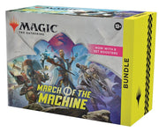 Magic: The Gathering - March of the Machine - Bundle - The Gathering March of the Machine Bundle box with colorful fantasy artwork and yellow side panel labeled Bundle.