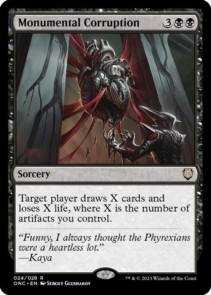 Monumental Corruption · 24 · Commander: Phyrexia: All Will Be One · Non-foil