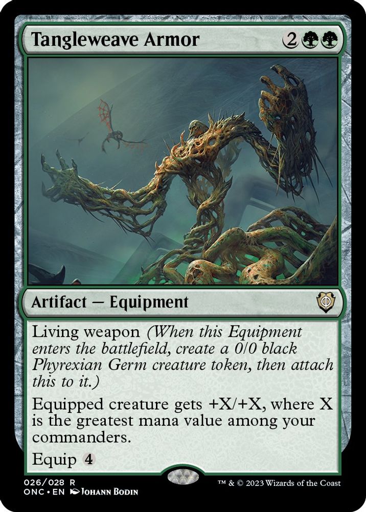 Tangleweave Armor · 26 · Commander: Phyrexia: All Will Be One · Non-foil