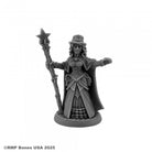 Wild West Oz - Glinda the Good Witch - Gray resin miniature of Glinda the Good Witch wearing a detailed gown, cape, top hat, and holding a star-topped staff.