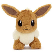 Pokémon I Choose You! - 9" Kutakutatatta Eevee Plush - Soft brown and cream Eevee plush with large ears and black oval eyes, standing 9 inches tall.