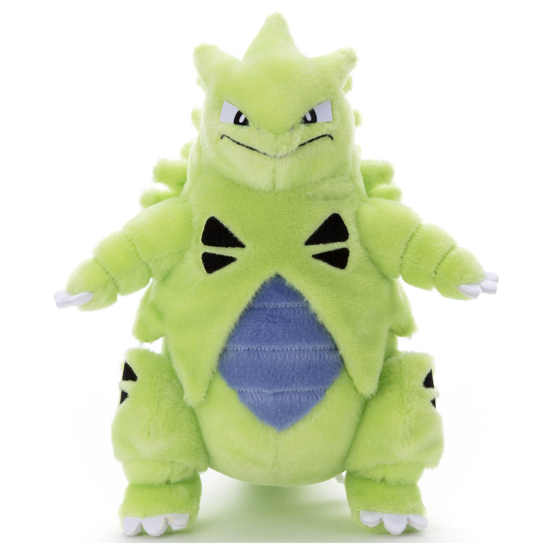 Pokémon I Choose You! - 10.5" Tyranitar Plush - Soft plush Tyranitar figure in light green with blue belly, black triangular markings, and white claws, 10.5 inches tall.