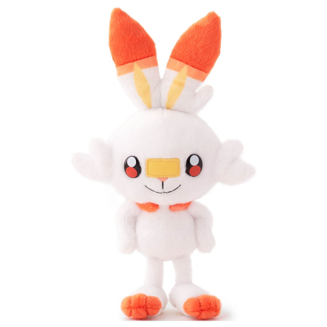 Pokémon I Choose You! - 11" Scorbunny Plush - White and orange Scorbunny plush with large expressive eyes and upright ears, standing 11 inches tall.