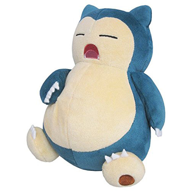 Pokémon All Star Collection - Snorlax Plush, 8" - Soft plush Snorlax toy in blue and cream with closed eyes and open mouth, sitting pose.