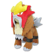 Pokémon All Star Collection - Entei Plush, 9" - 9-inch plush of Entei featuring brown fur, yellow crest, red face mask, and gray tail spikes.