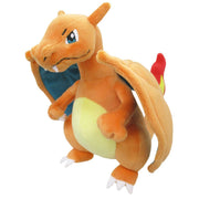Pokémon All Star Collection - Charizard Plush, 8" - Orange Charizard plush with blue wing interiors, cream belly, red and yellow flame tail, 8-inch tall.