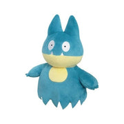 Pokémon All Star Collection - Munchlax Plush, 7" - Blue and cream Munchlax plush with round eyes, small arms, and jagged lower edge, 7 inches tall.