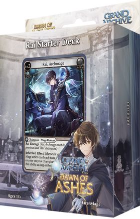 Grand Archive TCG Dawn of Ashes - Rai Starter Deck - Grand Archive TCG Dawn of Ashes Rai Starter Deck featuring anime-style character artwork on the card and box.