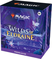 Magic: The Gathering Wilds of Eldraine Pre-Release Kit - The Gathering Wilds of Eldraine prerelease kit box with fairy and forest illustrations.