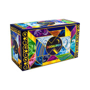 Doomlings: Classic Deluxe Bundle (PREORDER) - Colorful rectangular board game box with geometric stained-glass patterns and "Doomlings" logo on front.