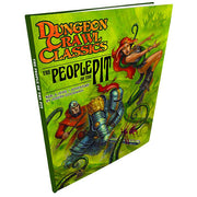 Dungeon Crawl Classics #68: People of the Pit (PREORDER) - Green softcover RPG book with fantasy art of armored knight, red-robed figure, and vine-like tentacles on front cover.