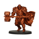 Vallejo True Metallic Metal Shade: Ancient Copper (18ml) - Metallic copper-painted warrior miniature holding a large hammer and shield on a round black base.