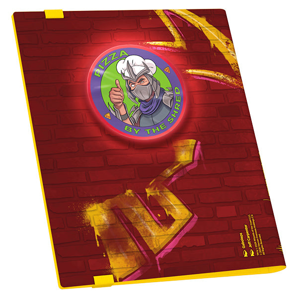 Ultimate Guard18-Pocket FlexXFolio 360 Portfolio: Teenage Mutant Ninja Turtles - Mountain - Red and yellow 18-pocket portfolio with Teenage Mutant Ninja Turtles pizza logo and brick wall design.
