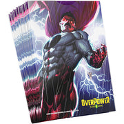 OverPower CCG Sleeves: Invincible - Omni-Man (PREORDER) - Glossy card sleeves featuring muscular Omni-Man in black suit with purple cape, surrounded by lightning bolts and energy.