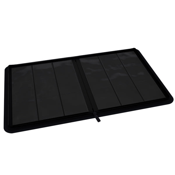 Arcane Fortress 9-Pocket Zippered Toploader Binder: Solid Color - Black - Black zippered binder with nine clear plastic card pockets and fabric edges.