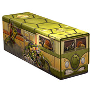 Ultimate Guard Arkhive 400+ Xenoskin Deck Case: Teenage Mutant Ninja Turtles - Turtles Van - Rectangular deck case styled like a green turtle shell van with Teenage Mutant Ninja Turtles riding motorcycles on the side.