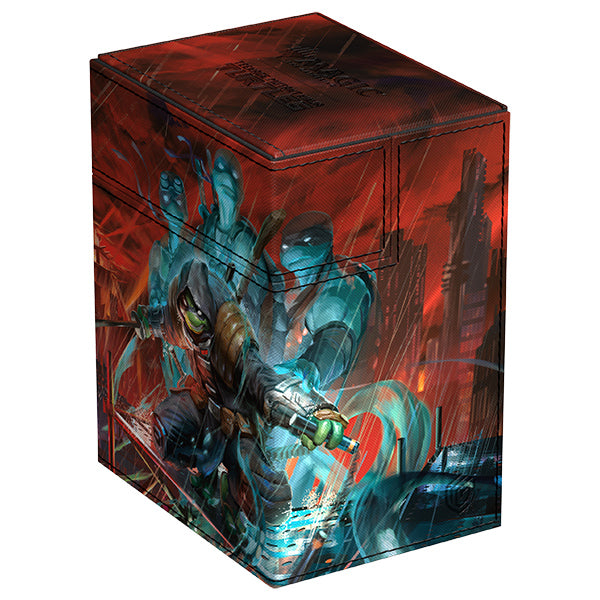 Ultimate Guard Flip'n'Tray 133+ Deck Case: Teenage Mutant Ninja Turtles - Last Ronin - Red and black deck case with Teenage Mutant Ninja Turtles Last Ronin graphic, flip-top design.