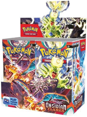 Pokémon Trading Card Game - Scarlet and Violet - Obsidian Flames Booster Box - Colorful Pokémon booster box featuring fiery red and dark obsidian-themed artwork with legendary Pokémon illustrations and.