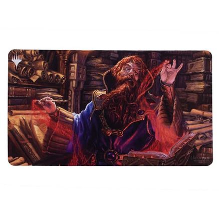 Ultra Pro Playmat -Magic the Gathering: Commander Masters: Commodore Guff - Rectangular playmat featuring detailed fantasy artwork of a bearded wizard in blue robes casting a fiery spell in a dimly.