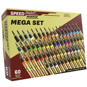 Speedpaint Markers: Mega Set - Box of 60 Speedpaint Mega Set markers with broad tips in assorted vibrant colors arranged diagonally on packaging.