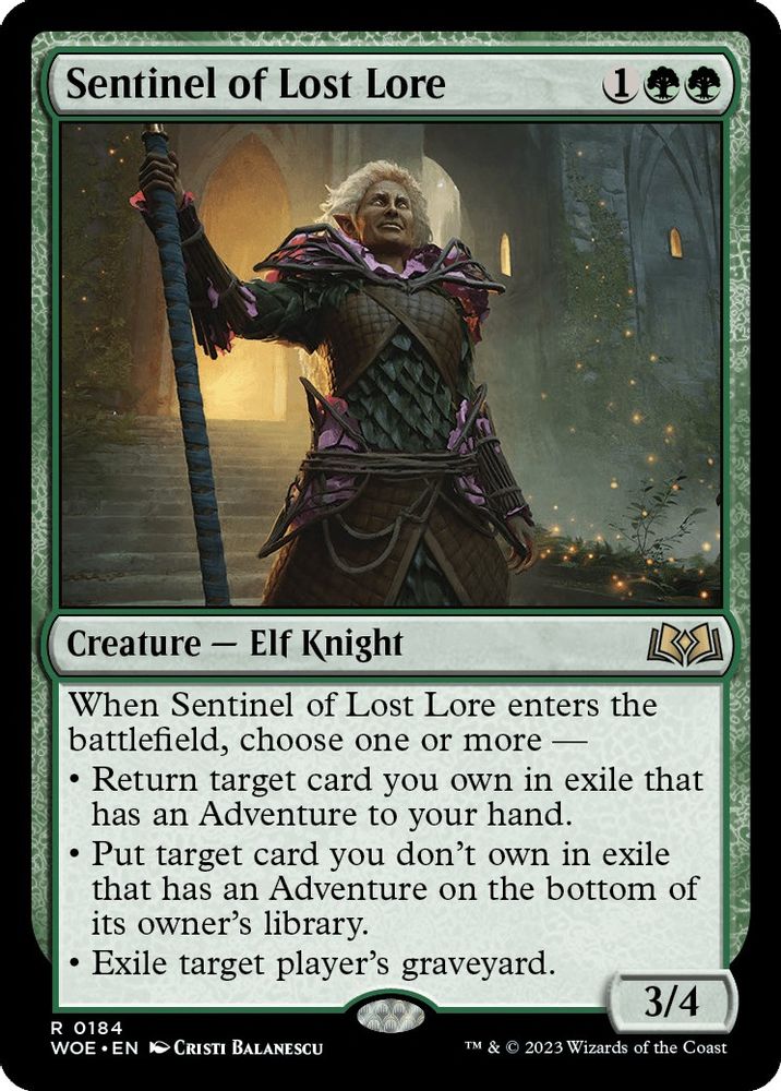 Sentinel of Lost Lore · 184 · Wilds of Eldraine · Non-foil