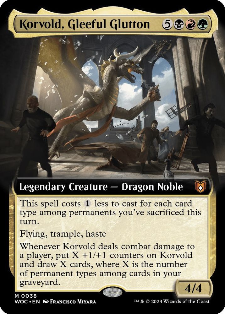 Korvold, Gleeful Glutton (Extended Art) · 38 · Commander: Wilds of Eldraine · Non-foil