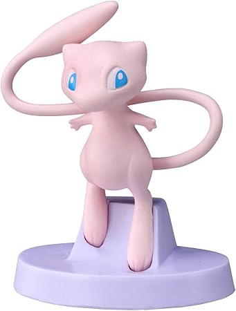 Takaratomy Pokemon Figure Collection - Mew - Small pink Mew figure with large blue eyes, smooth finish, and a long curled tail on a light purple base.