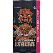 Magic: The Gathering - Lost Caverns of Ixalan Collector Pack - The Gathering Lost Caverns of Ixalan collector booster pack with fantasy tribal artwork in dark and gold tones, magenta side