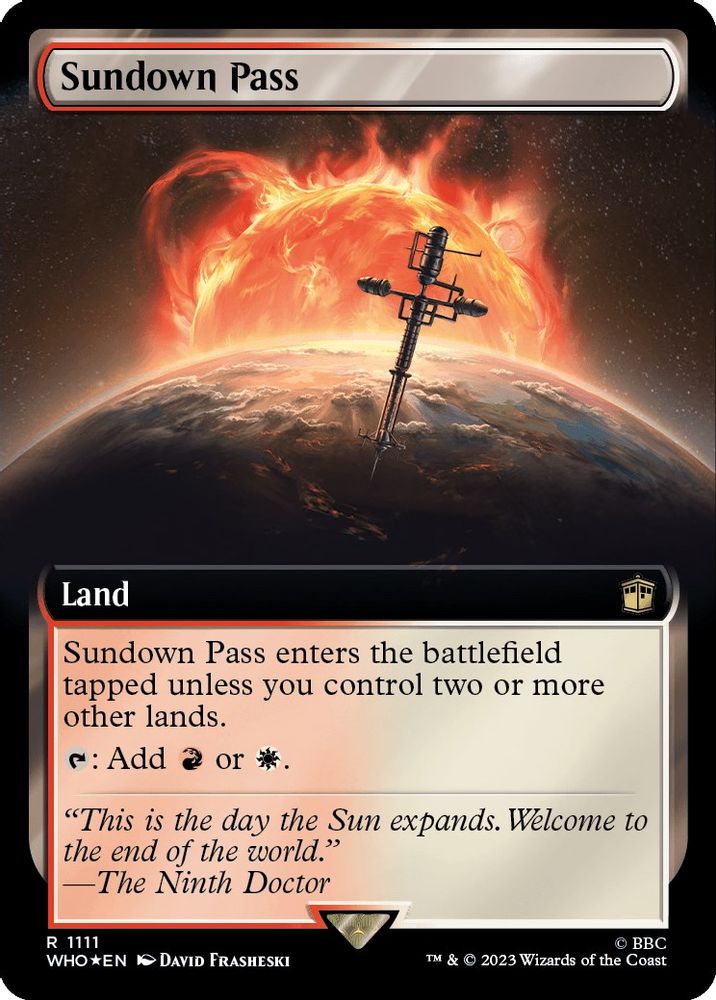 Sundown Pass (Extended Art) · 1111 · Universes Beyond: Doctor Who · Surge Foil