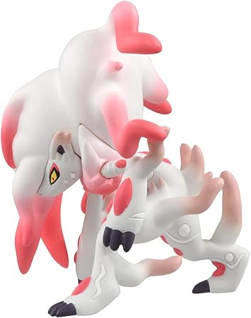 Takaratomy Pokemon Figure Collection - Hisuian Zoroark - White and pink Hisuian Zoroark Pokemon figure with yellow eyes and detailed sculpting.
